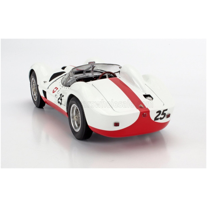 CMC MASERATI TIPO 61 2.9L S4 SPIDER BIRDCAGE N 25 WINNER PENSACOLA FLORIDA SCCA 1960 GASTON ANDREY - WHITE RED 1/18