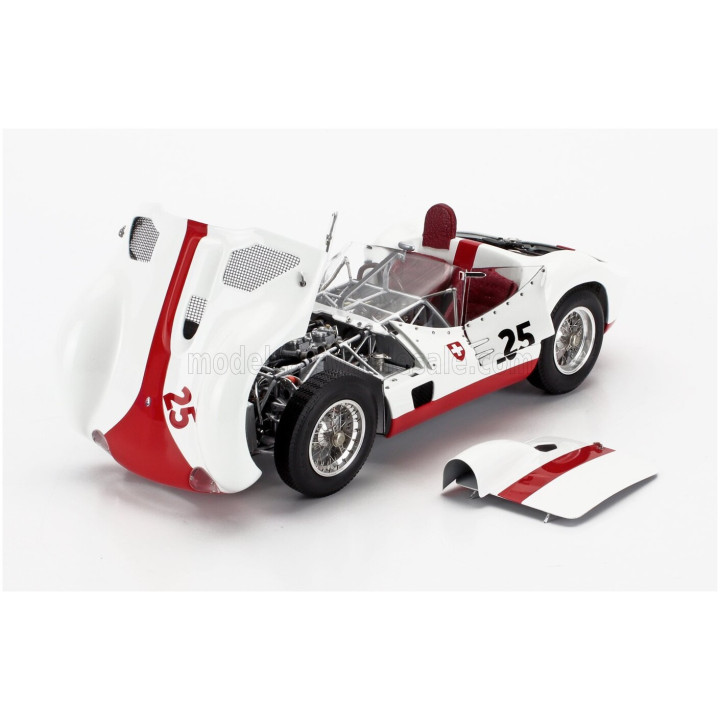 CMC MASERATI TIPO 61 2.9L S4 SPIDER BIRDCAGE N 25 WINNER PENSACOLA FLORIDA SCCA 1960 GASTON ANDREY - WHITE RED 1/18