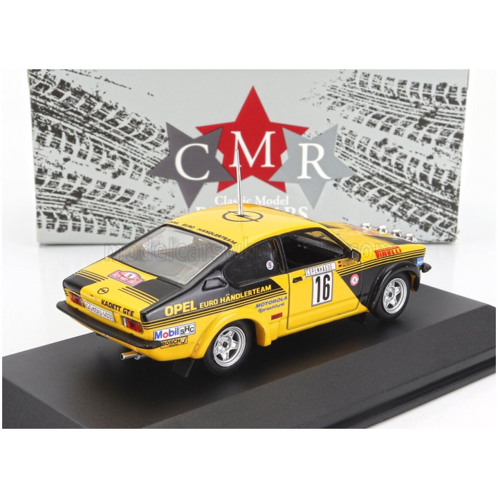 CMR OPEL KADETT C GT/E (night version) N 16 4th RALLY MONTECARLO 1976 WALTER ROHRL - JOCHEN BERGER - YELLOW BLACK 1/43