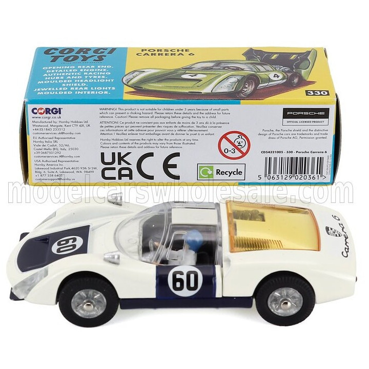 CORGI PORSCHE 906 CARRERA 6 N 60 COUPE 1966 - WHITE BLUE 1/43