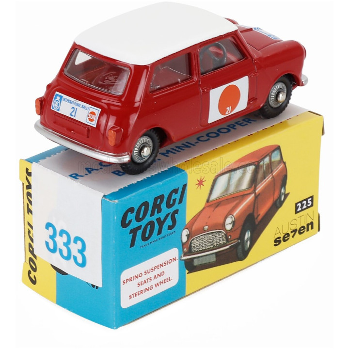CORGI AUSTIN SEVEN (MINI) N 21 RALLY RAC INTERNATIONAL 1966 TONY FALL - MIKE WOOD - RED WHITE 1/43