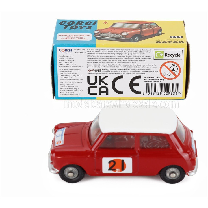CORGI AUSTIN SEVEN (MINI) N 21 RALLY RAC INTERNATIONAL 1966 TONY FALL - MIKE WOOD - RED WHITE 1/43