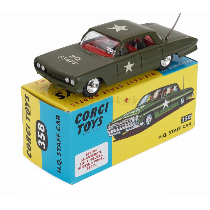 CORGI OLDSMOBILE H.Q. STAFF MILITARY CAR 1964 - MILITARY GREEN 1/43