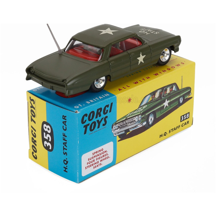 CORGI OLDSMOBILE H.Q. STAFF MILITARY CAR 1964 - MILITARY GREEN 1/43