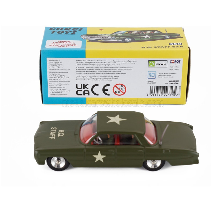 CORGI OLDSMOBILE H.Q. STAFF MILITARY CAR 1964 - MILITARY GREEN 1/43