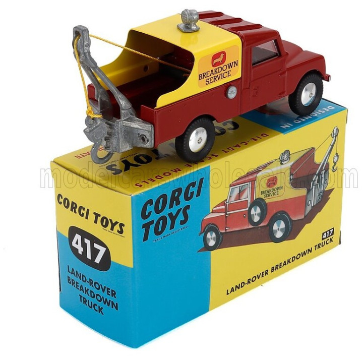 CORGI LAND ROVER LAND I SERIES 80 PICK-UP BREAKDOWN TRUCK SERVICE 1948 - CARRO ATTREZZI - WRECKER ROAD SERVICE - RED YELLOW 1/43