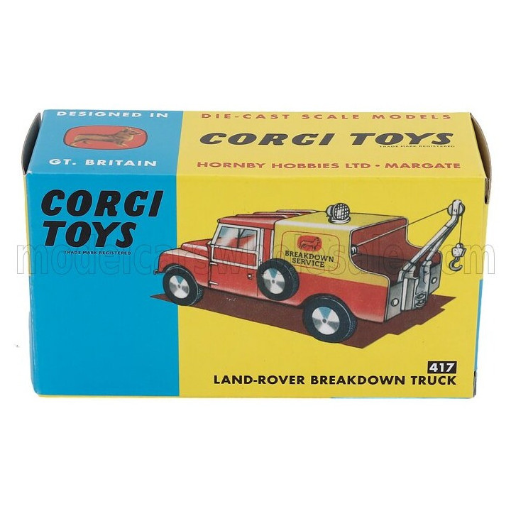 CORGI LAND ROVER LAND I SERIES 80 PICK-UP BREAKDOWN TRUCK SERVICE 1948 - CARRO ATTREZZI - WRECKER ROAD SERVICE - RED YELLOW 1/43