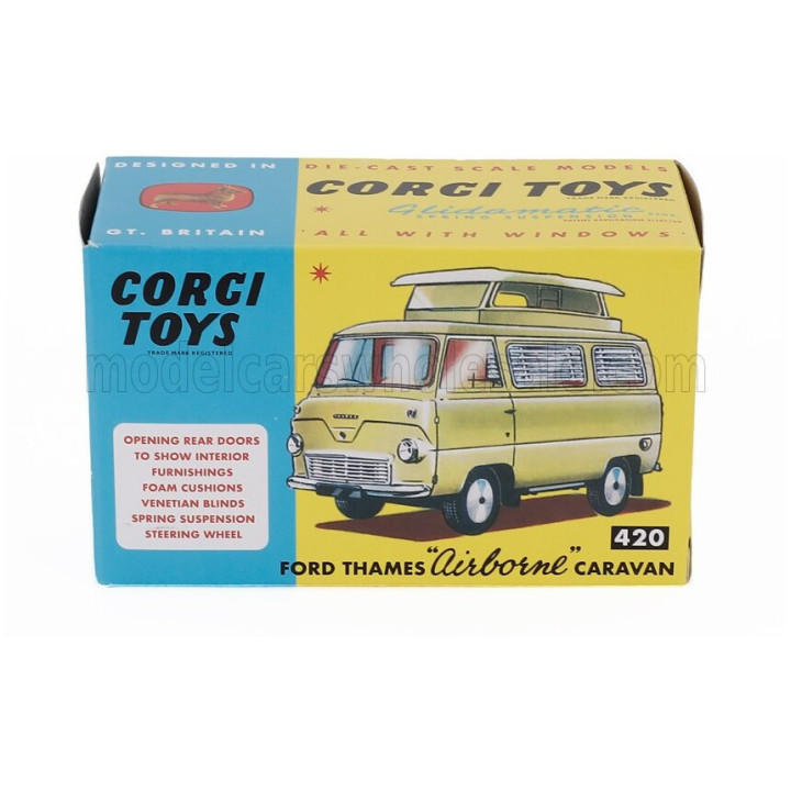 CORGI FORD ENGLAND THAMES AIRBORNE CAMPER CARAVAN 1960 - 2 TONE GREEN 1/43