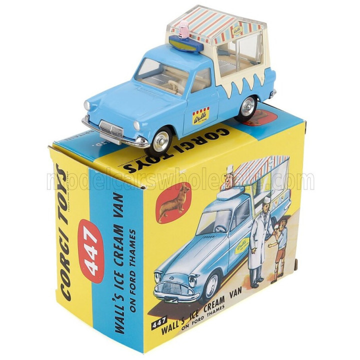 CORGI FORD ENGLAND THAMES WALL'S ICE CREAM VAN WITH FIGURES 1960 - LIGHT BLUE WHITE 1/43