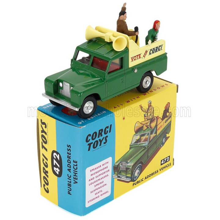 CORGI LAND ROVER LAND 109 PICK-UP PUBLIC ADDRESS VEHICLE 1959 - VOTE CORGI - GREEN 1/43
