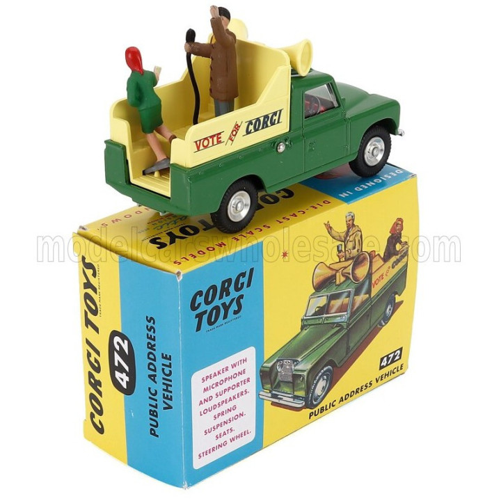 CORGI LAND ROVER LAND 109 PICK-UP PUBLIC ADDRESS VEHICLE 1959 - VOTE CORGI - GREEN 1/43