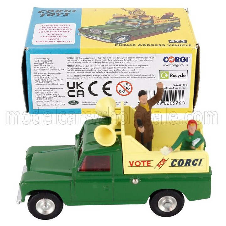 CORGI LAND ROVER LAND 109 PICK-UP PUBLIC ADDRESS VEHICLE 1959 - VOTE CORGI - GREEN 1/43
