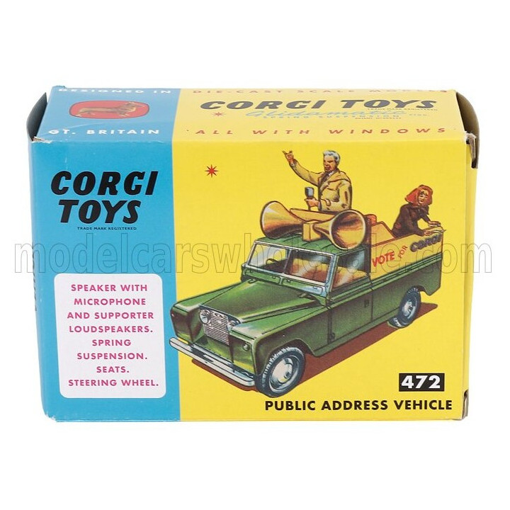 CORGI LAND ROVER LAND 109 PICK-UP PUBLIC ADDRESS VEHICLE 1959 - VOTE CORGI - GREEN 1/43