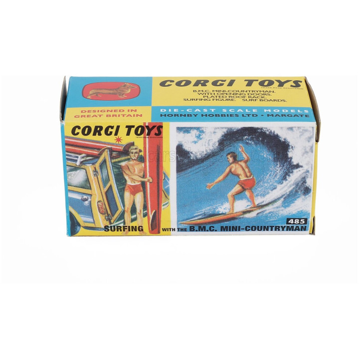CORGI AUSTIN MINI COUNTRYMAN SURFING WITH FIGURES 1960 - GREEN WOOD 1/43