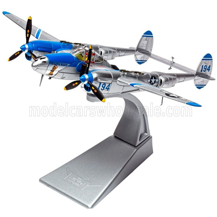 CORGI LOCKHEED MARTIN P-38J LIGHTNING MILITARY AIRPLANE VIRGINIA MARIE - SILVER BLUE 1/72