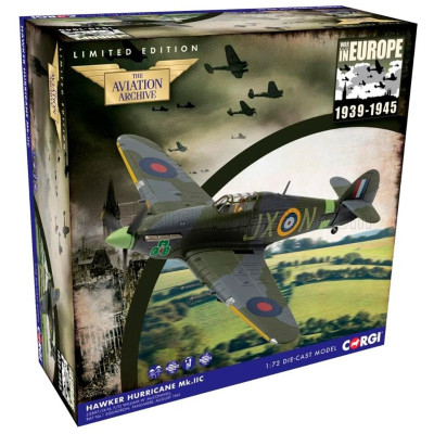CORGI HAWKER HURRICANE MKIIc MILITARY AIRPLANE F/O WILLIAM W. MCCONNELL - MILITARY GREEN 1/72