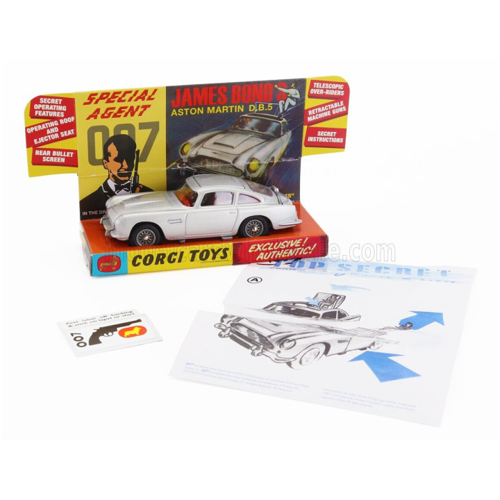 CORGI ASTON MARTIN DB5 1965 - 007 JAMES BOND - GOLDFINGER 1964 - 60's VERSION - SILVER 1/43