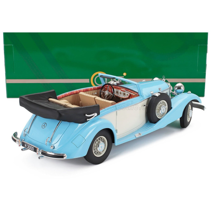 CULT SCALE MODELS MERCEDES BENZ 540K CABRIOLET B OPEN 1938 - LIGHT BLUE WHITE 1/18