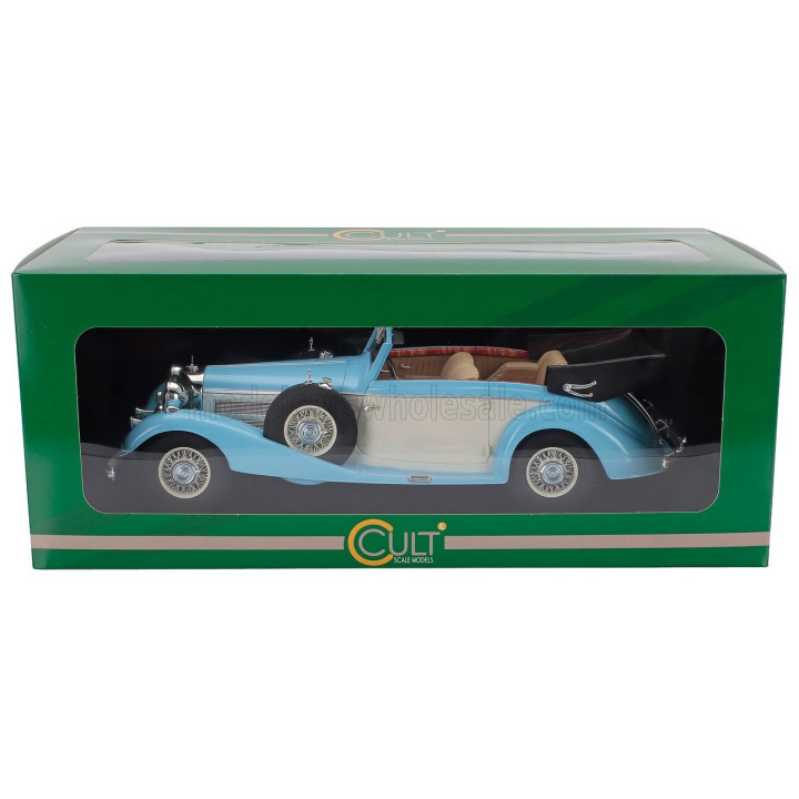 CULT SCALE MODELS MERCEDES BENZ 540K CABRIOLET B OPEN 1938 - LIGHT BLUE WHITE 1/18
