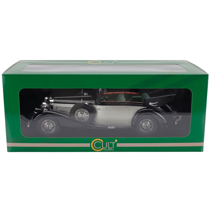 CULT SCALE MODELS MERCEDES BENZ 540K CABRIOLET B OPEN 1938 - BLACK SILVER 1/18