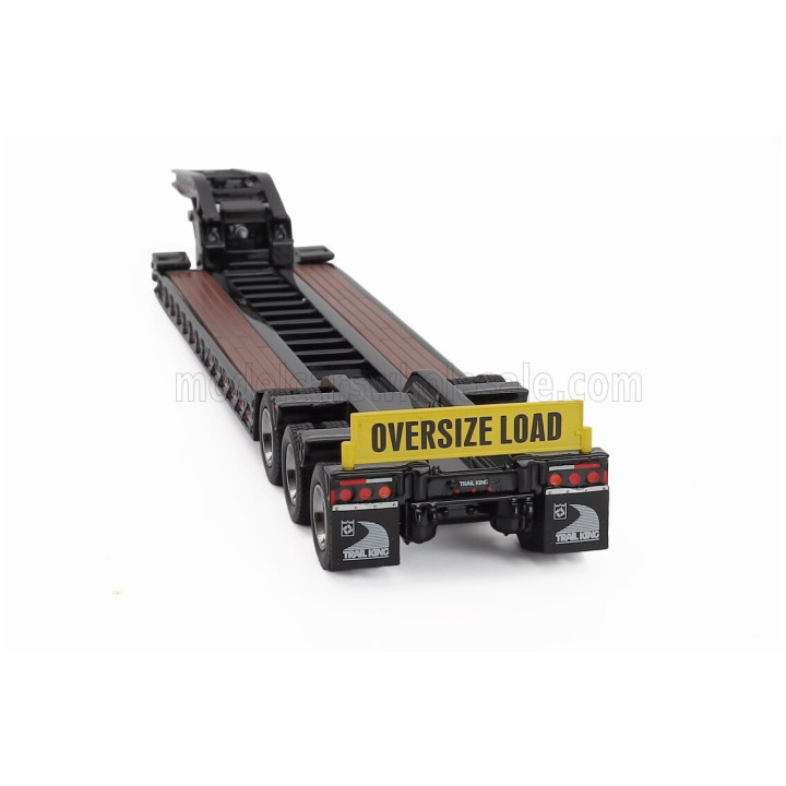 DM MODELS KENWORTH T880 TRUCK PIANALE SBFA DAYCAB TRIDEM TRACTOR WITH TRAIL KING LOWBOY TRAILER - BLACK 1/50