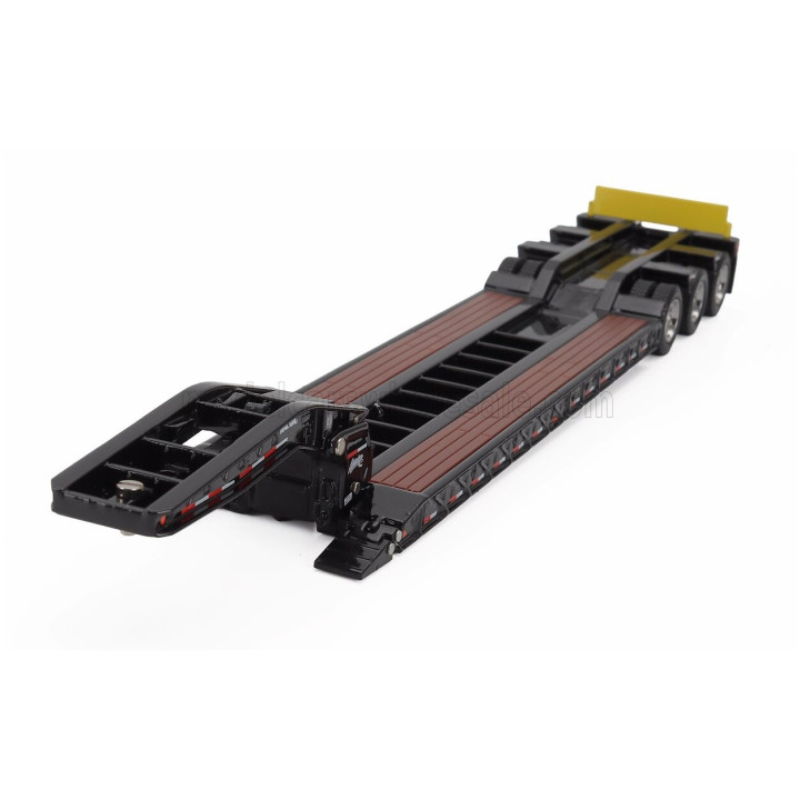DM MODELS KENWORTH T880 TRUCK PIANALE SBFA DAYCAB TRIDEM TRACTOR WITH TRAIL KING LOWBOY TRAILER - BLACK 1/50