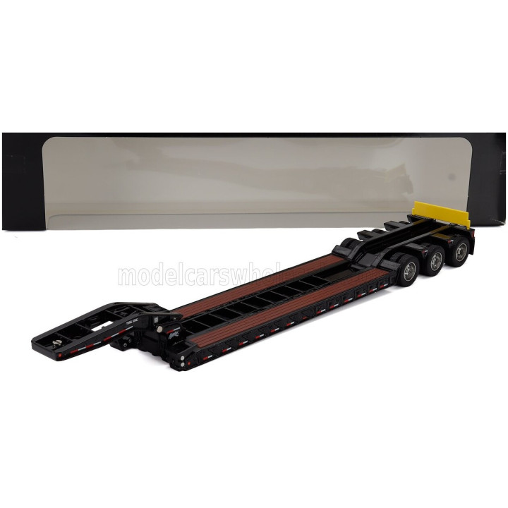 DM MODELS KENWORTH PIANALE TRAIL KING HYDRAULIC LOWBOY TRAILER - BLACK WOOD 1/50