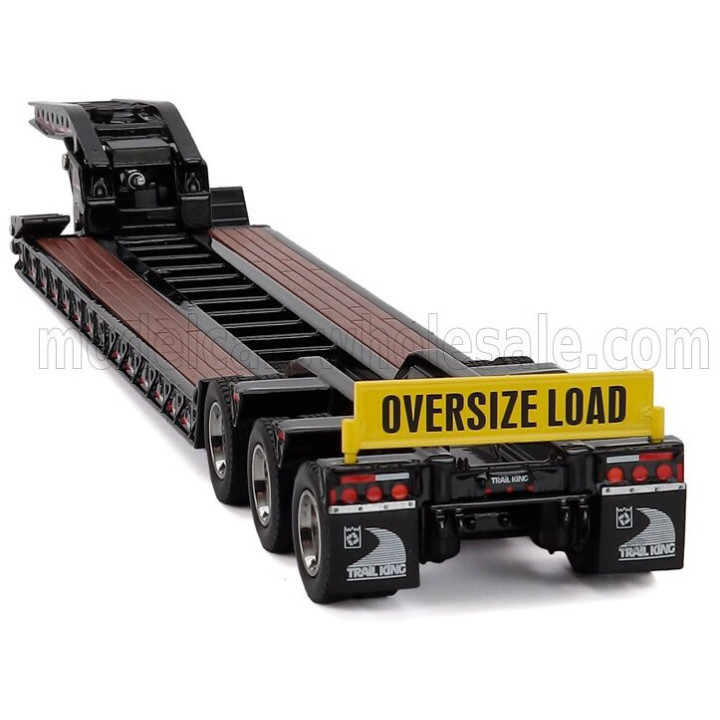 DM MODELS KENWORTH PIANALE TRAIL KING HYDRAULIC LOWBOY TRAILER - BLACK WOOD 1/50
