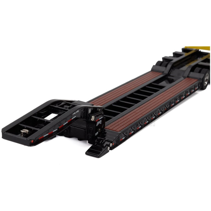 DM MODELS KENWORTH PIANALE TRAIL KING HYDRAULIC LOWBOY TRAILER - BLACK WOOD 1/50