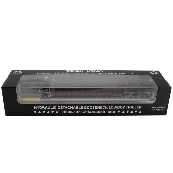 DM MODELS KENWORTH PIANALE TRAIL KING HYDRAULIC LOWBOY TRAILER - BLACK WOOD 1/50