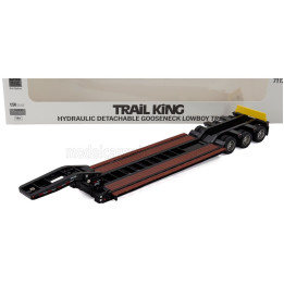 DM MODELS KENWORTH PIANALE TRAIL KING HYDRAULIC LOWBOY TRAILER - BLACK WOOD 1/50