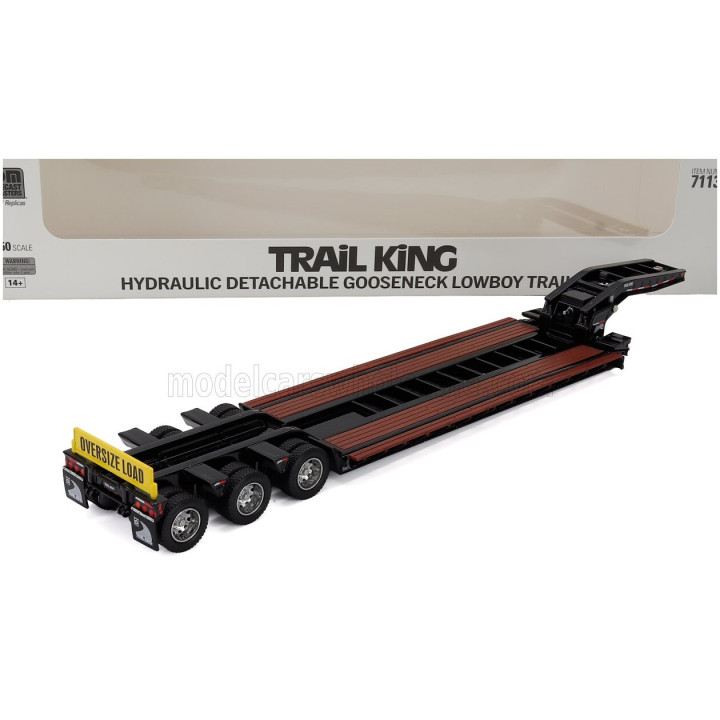DM MODELS KENWORTH PIANALE TRAIL KING HYDRAULIC LOWBOY TRAILER - BLACK WOOD 1/50