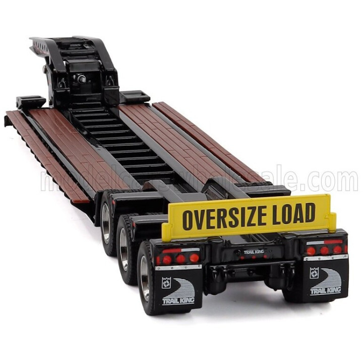 DM MODELS KENWORTH PIANALE TRAIL KING HYDRAULIC LOWBOY TRAILER - BLACK WOOD 1/50
