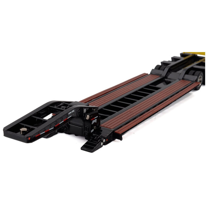 DM MODELS KENWORTH PIANALE TRAIL KING HYDRAULIC LOWBOY TRAILER - BLACK WOOD 1/50