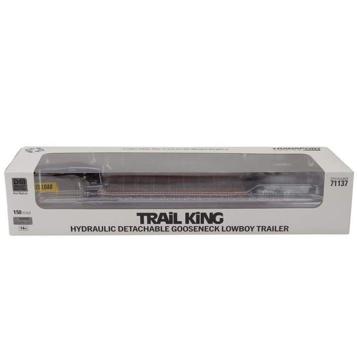 DM MODELS KENWORTH PIANALE TRAIL KING HYDRAULIC LOWBOY TRAILER - BLACK WOOD 1/50
