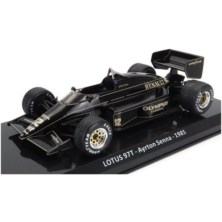 EDICOLA LOTUS F1 97T RENAULT TURBO TEAM LOTUS N 12 SEASON 1985 AYRTON SENNA - DAMAGE BLISTER BOX - BLACK GOLD 1/24