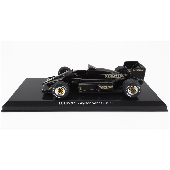 EDICOLA LOTUS F1 97T RENAULT TURBO TEAM LOTUS N 12 SEASON 1985 AYRTON SENNA - DAMAGE BLISTER BOX - BLACK GOLD 1/24