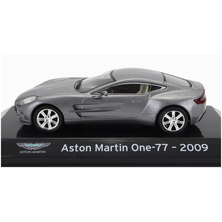 EDICOLA ASTON MARTIN ONE-77 2009 - CON VETRINA - WITH SHOWCASE - GREY MET 1/43