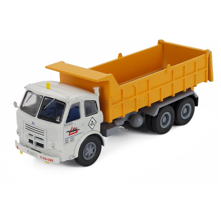 EDICOLA PEGASO 3060L TRUCK CASSONE RIBALTABILE 3-ASSI 1976 - MOVIMENTO TERRA - WHITE YELLOW 1/43