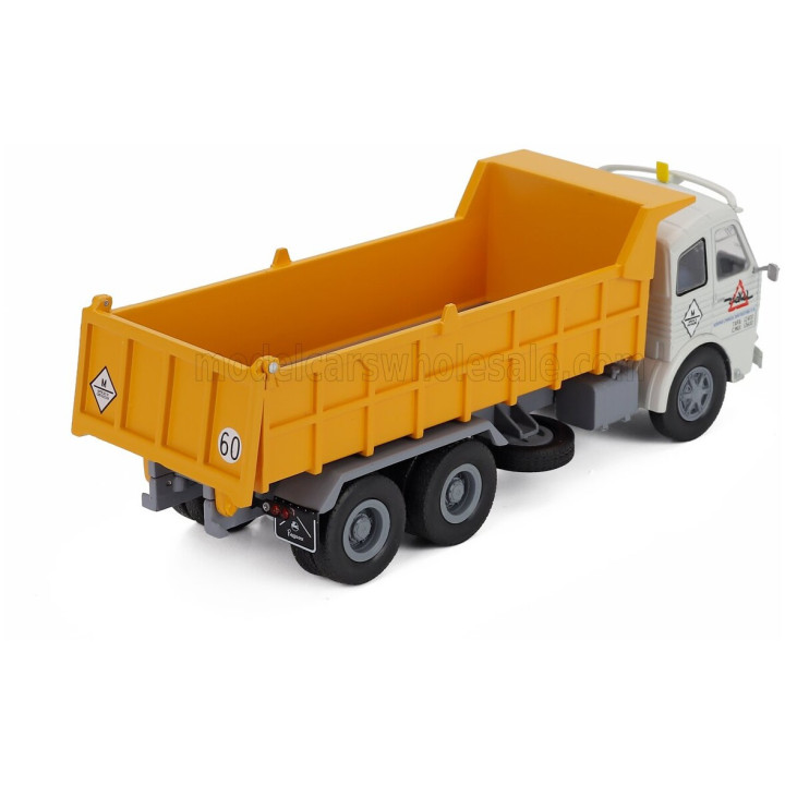 EDICOLA PEGASO 3060L TRUCK CASSONE RIBALTABILE 3-ASSI 1976 - MOVIMENTO TERRA - WHITE YELLOW 1/43