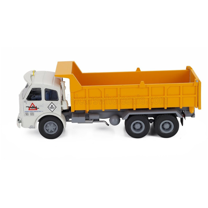 EDICOLA PEGASO 3060L TRUCK CASSONE RIBALTABILE 3-ASSI 1976 - MOVIMENTO TERRA - WHITE YELLOW 1/43