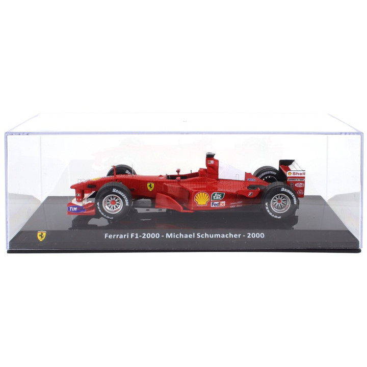EDICOLA FERRARI F1 F2000 N 3 WORLD CHAMPION SEASON 2000 MICHAEL SCHUMACHER - CON VETRINA - WITH SHOWCASE - RED WHITE 1/24