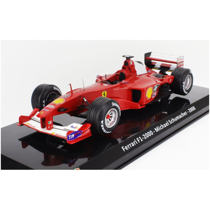 EDICOLA FERRARI F1 F2000 N 3 WORLD CHAMPION SEASON 2000 MICHAEL SCHUMACHER - CON VETRINA - WITH SHOWCASE - RED WHITE 1/24