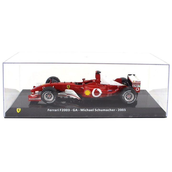 EDICOLA FERRARI F1 F2003-GA N 1 WORLD CHAMPION SEASON 2003 MICHAEL SCHUMACHER - CON VETRINA - WITH SHOWCASE - RED WHITE 1/24