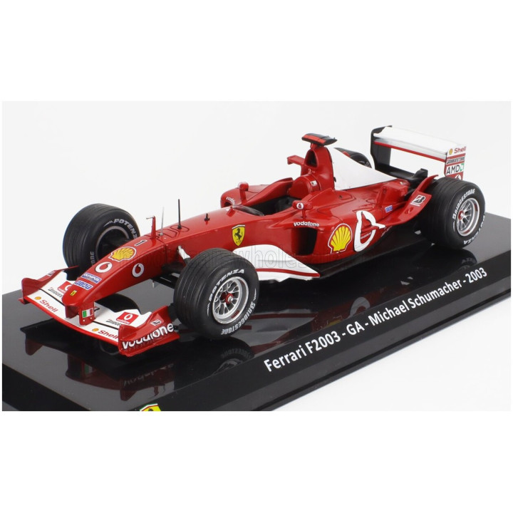 EDICOLA FERRARI F1 F2003-GA N 1 WORLD CHAMPION SEASON 2003 MICHAEL SCHUMACHER - CON VETRINA - WITH SHOWCASE - RED WHITE 1/24