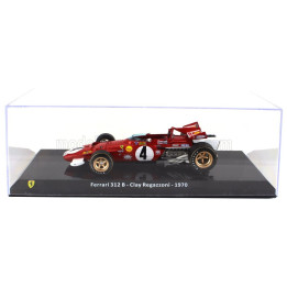 EDICOLA FERRARI F1 312B N 4 SEASON 1970 CLAY REGAZZONI - CON VETRINA - WITH SHOWCASE - RED WHITE 1/24
