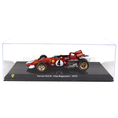 EDICOLA FERRARI F1 312B N 4 SEASON 1970 CLAY REGAZZONI - CON VETRINA - WITH SHOWCASE - RED WHITE 1/24