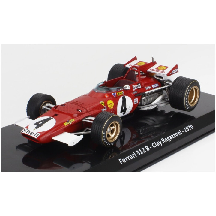 EDICOLA FERRARI F1 312B N 4 SEASON 1970 CLAY REGAZZONI - CON VETRINA - WITH SHOWCASE - RED WHITE 1/24