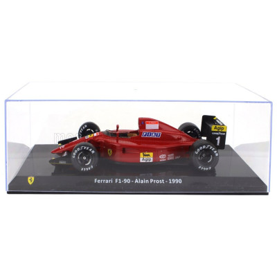 EDICOLA FERRARI F1 F1-90 N 1 SEASON 1990 ALAIN PROST - CON VETRINA - WITH SHOWCASE - RED BLACK 1/24