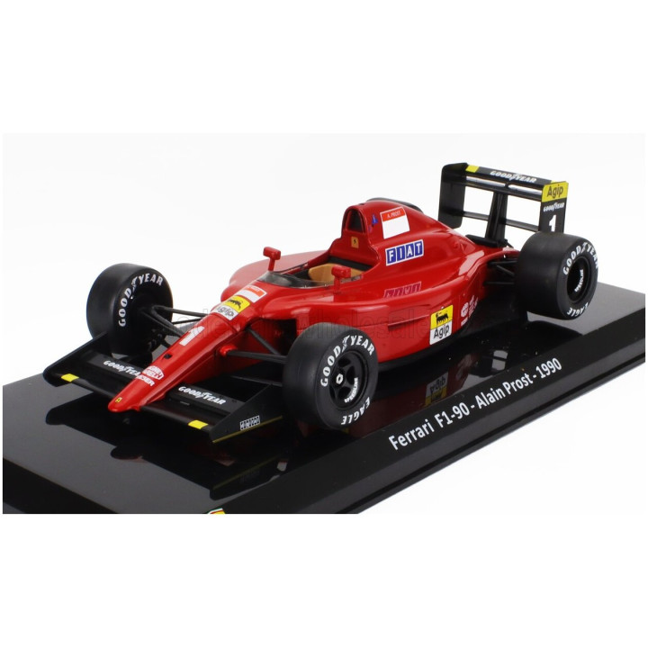 EDICOLA FERRARI F1 F1-90 N 1 SEASON 1990 ALAIN PROST - CON VETRINA - WITH SHOWCASE - RED BLACK 1/24